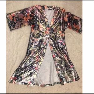Metallic Floral Silky Cardigan